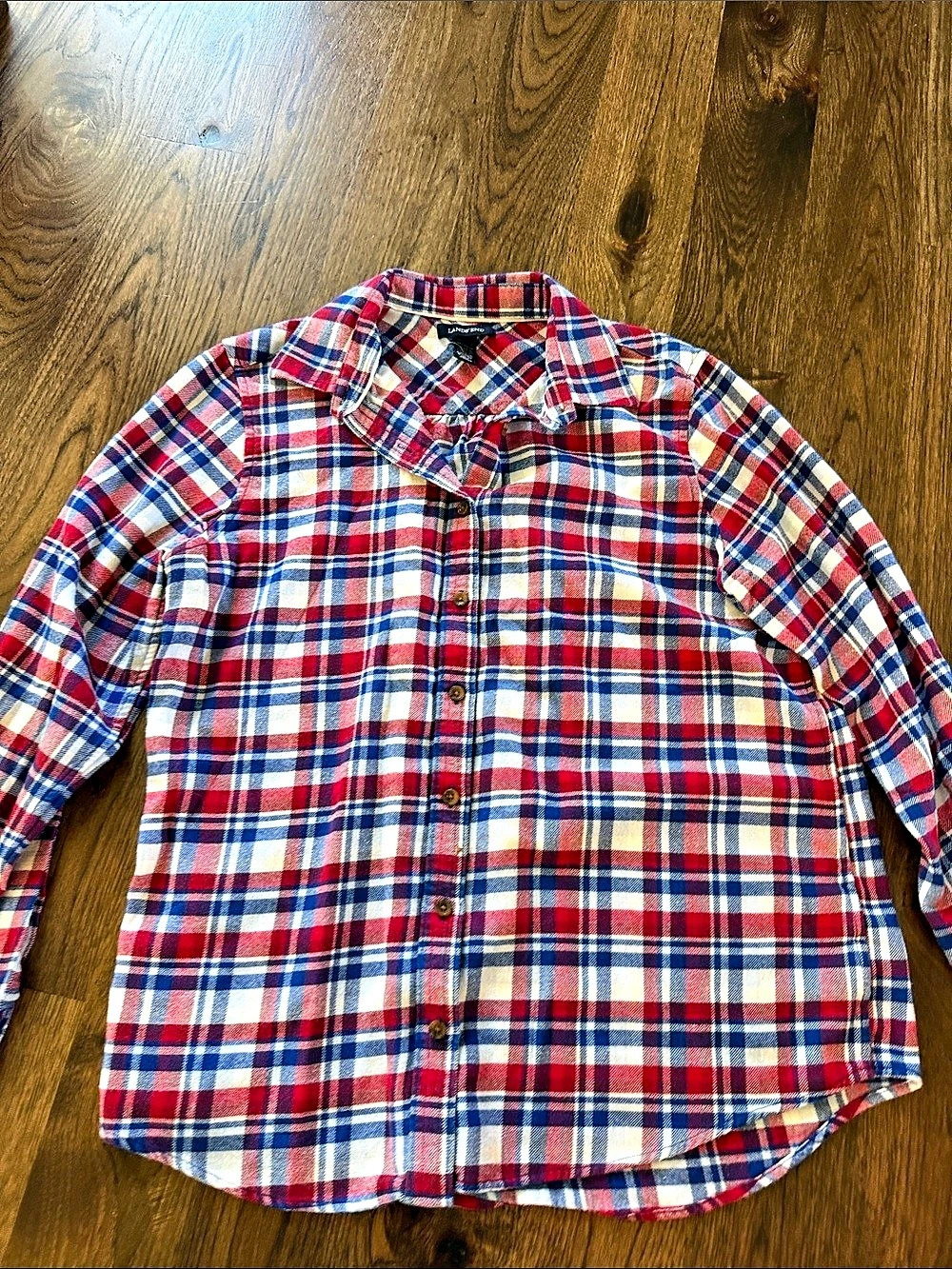 Lands' End Size 10 Plaid Button Down